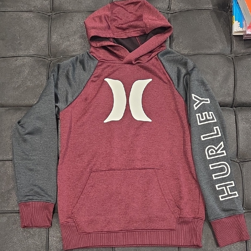 Hurley Burgundy and Charcoal Hoodie Medium